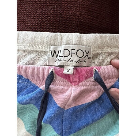 Wildfox Womens Small Sweat shorts Pink Blue Green And White With Drawstring - Picture 4 of 6